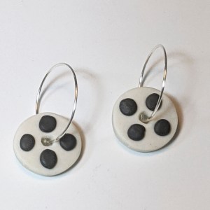 black and white domino earrings